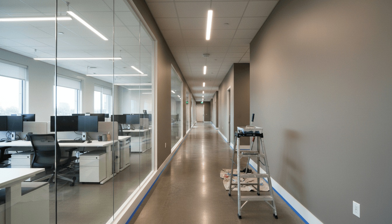 Freshly painted modern office corridor