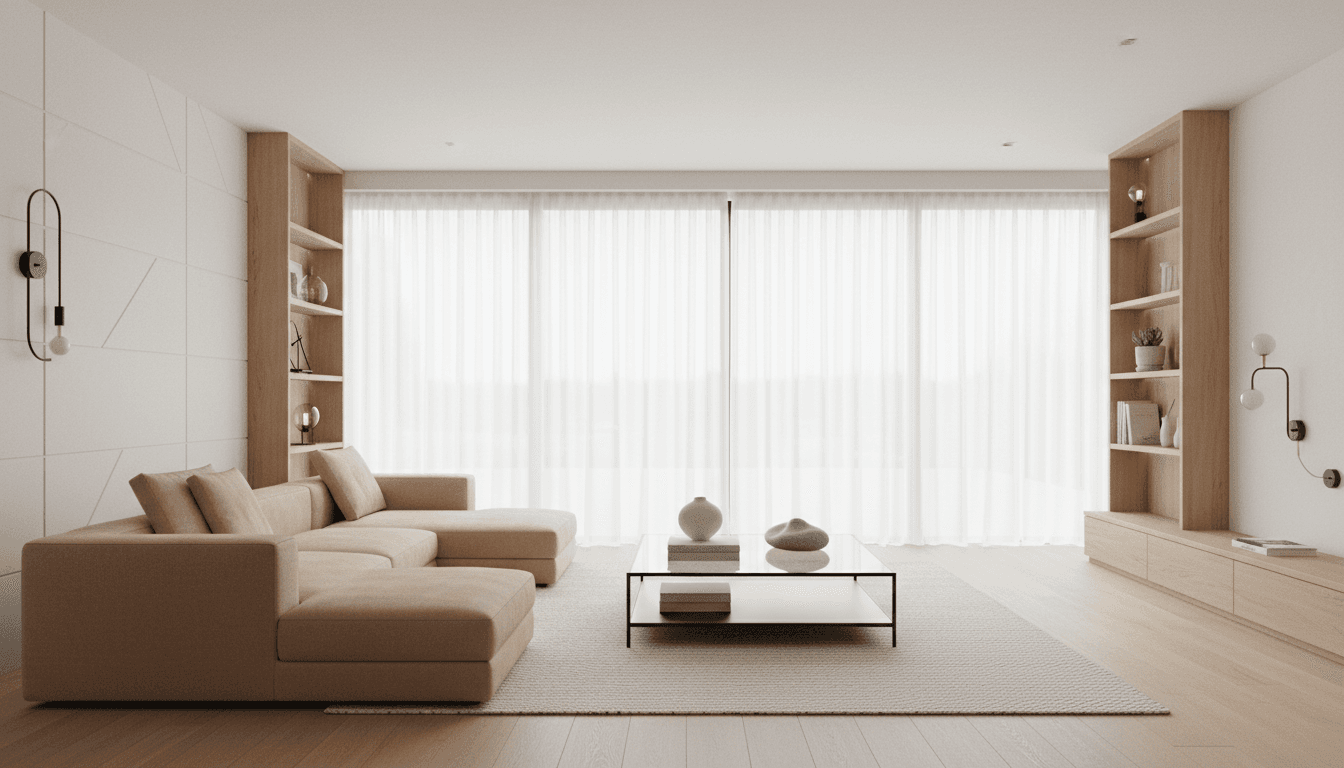 Freshly painted living room with navy accent wall in natural light